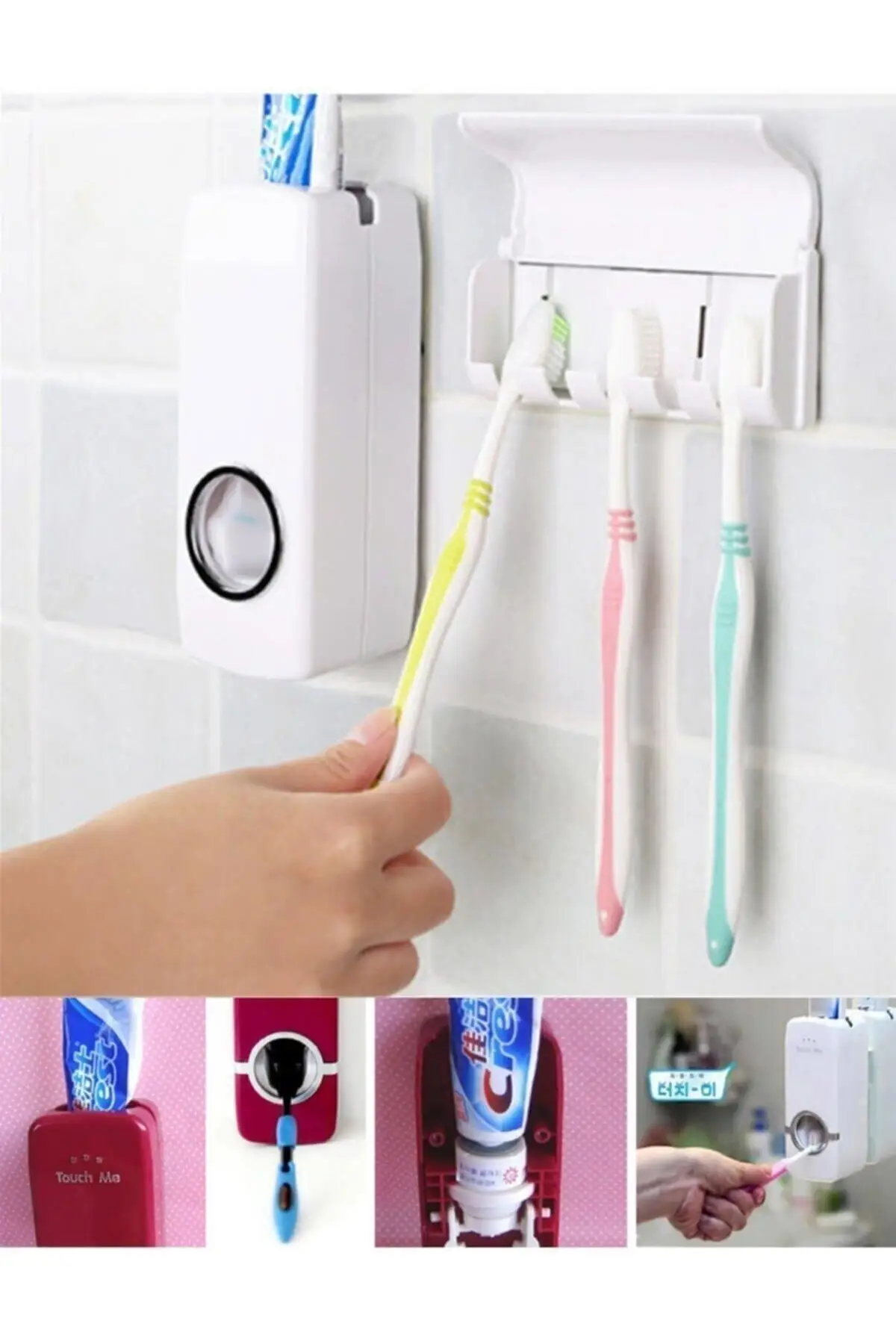 Exprimidor automático de pasta de dientes, dispensador automático de pasta de dientes de 5 piezas, accesorios de baño montados en la pared