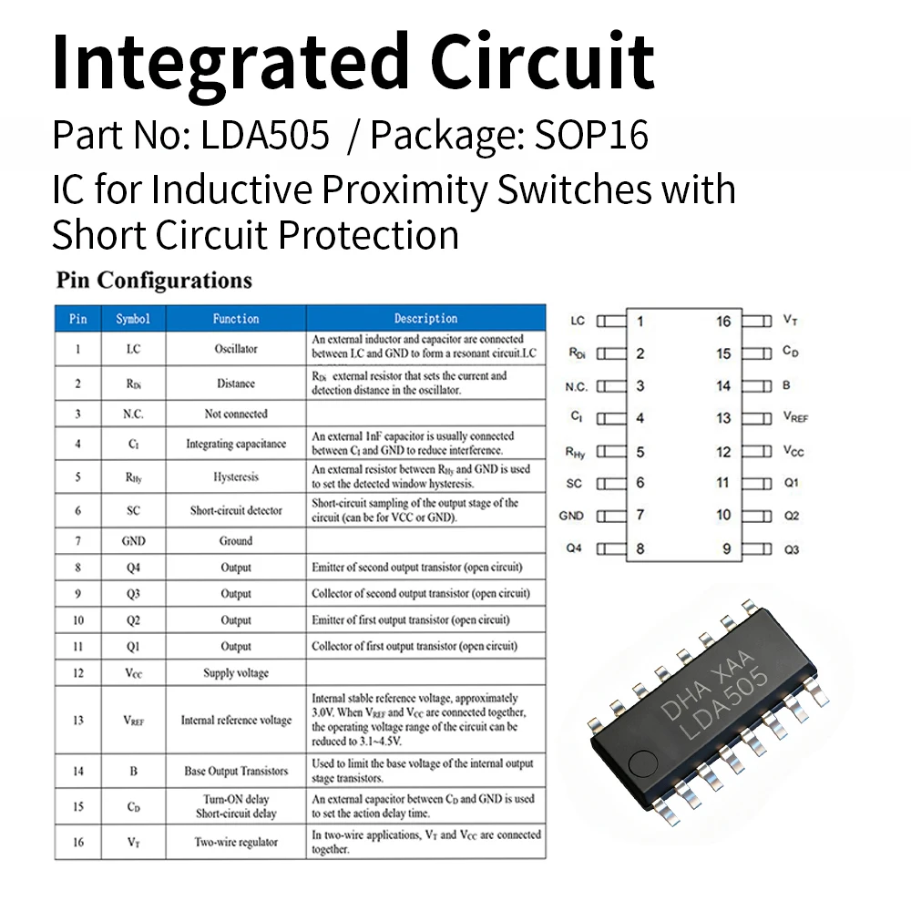 LDA505 TCA505 SOP16 IC for Inductive Proximity Switches with Short Circuit Protection
