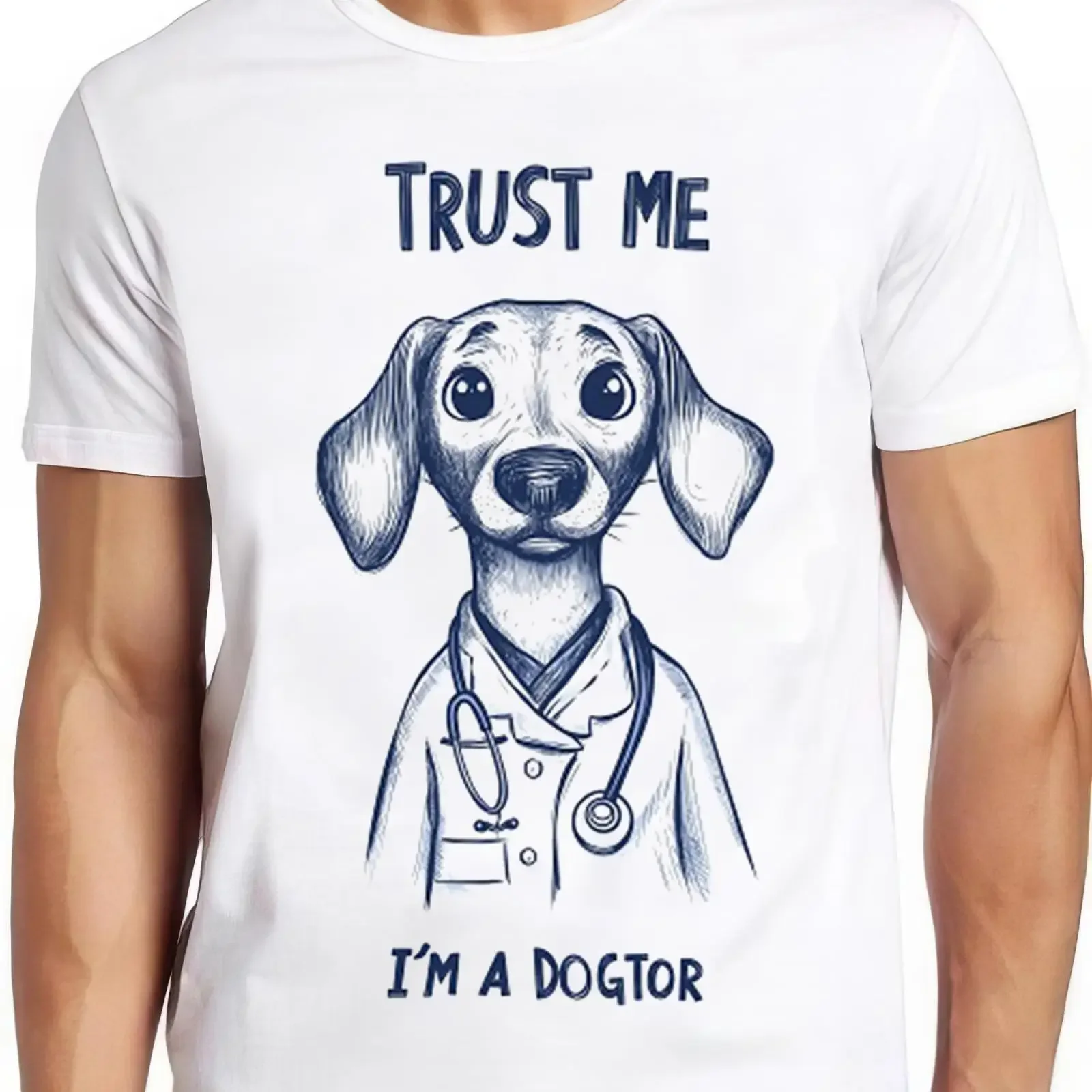 Trust Me I Am A Dogtor Funny Dog Doctor Top Cool T Shirt 2267 vintage Washed fashion Stretched Soft homme Versatile