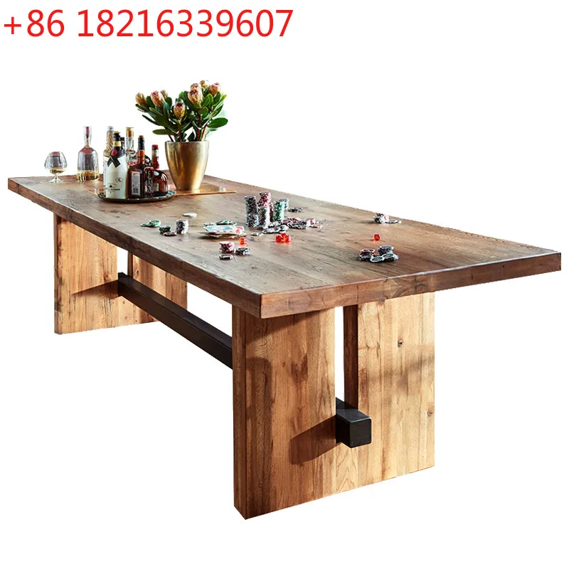 YAO American retro solid wood conference table rectangular industrial style rectangular solid wood dining table