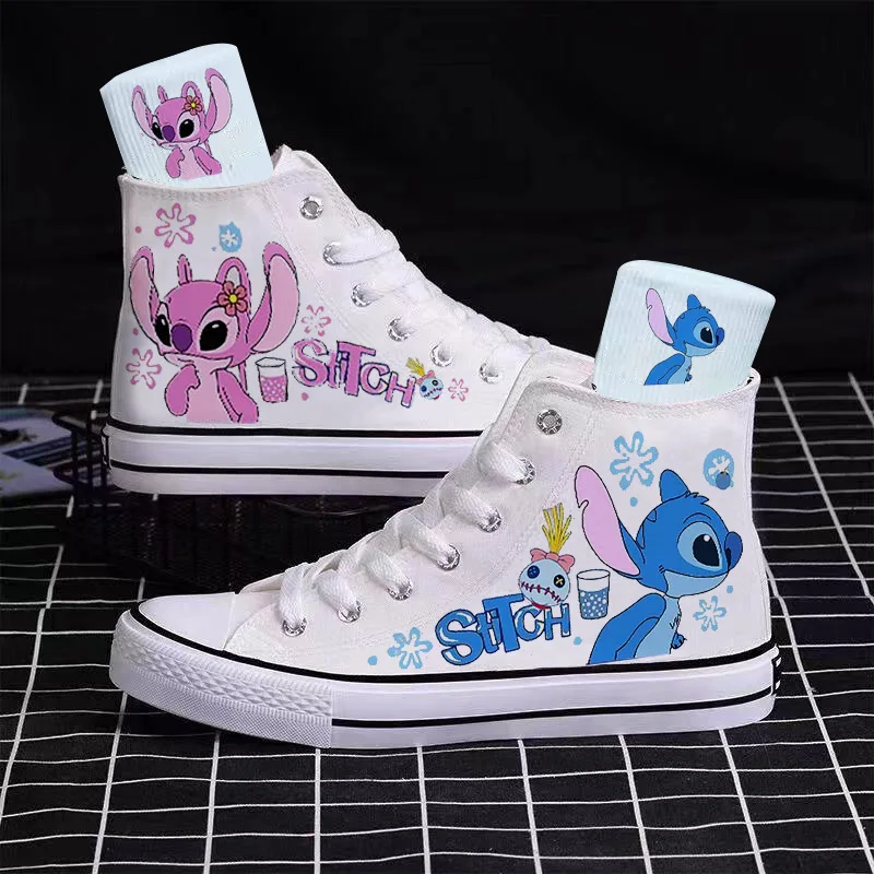 New Stitch Cartoon Female Student Casual High Top Canvas Shoes Cute Lolita Skate Shoes Versatile Couple's Sneakers Kawaii Shoes