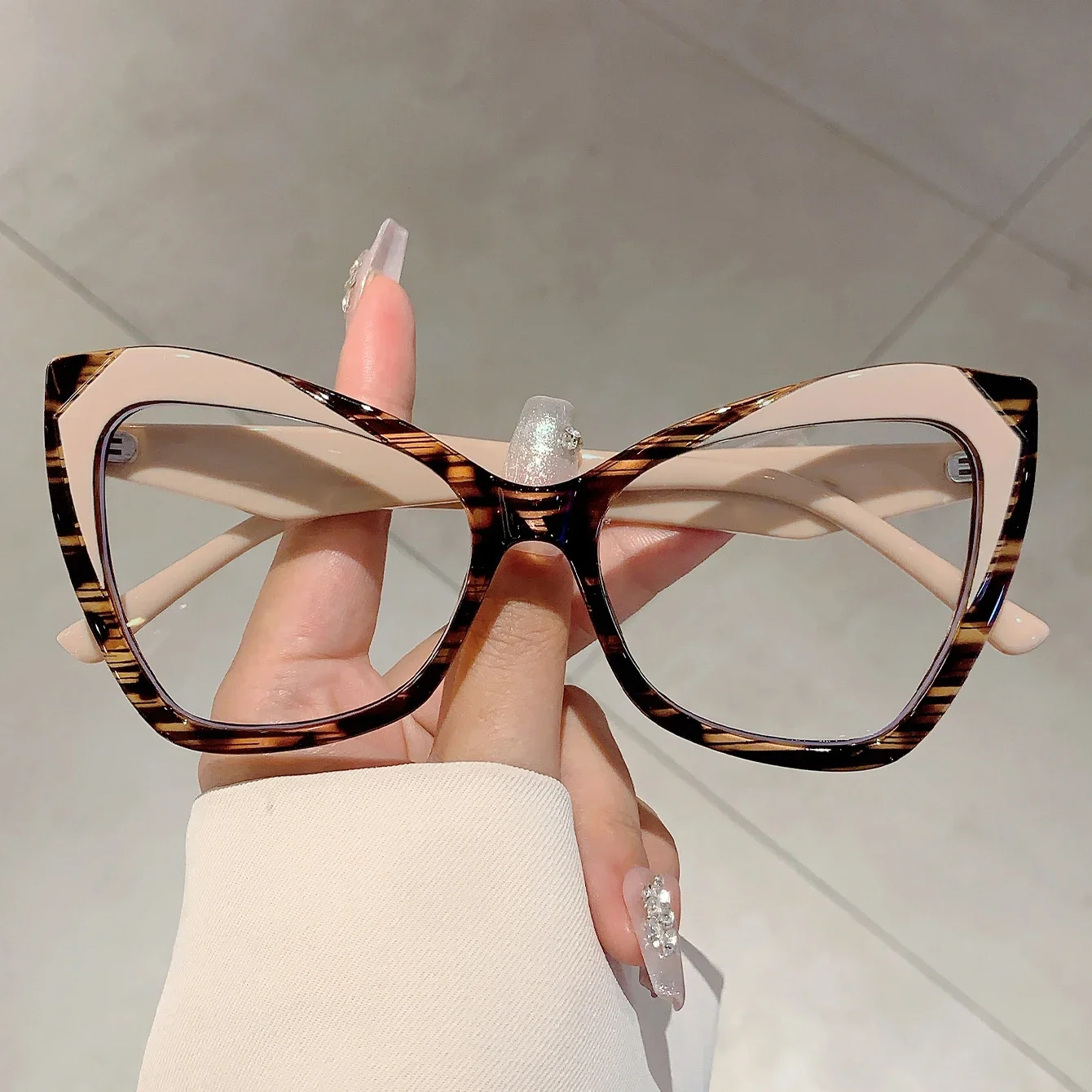 Gafas GM LUMIAS Vintage tipo ojo de gato para mujer, monturas ópticas con bloqueo de luz azul, gafas sin receta de gran tamaño a la moda
