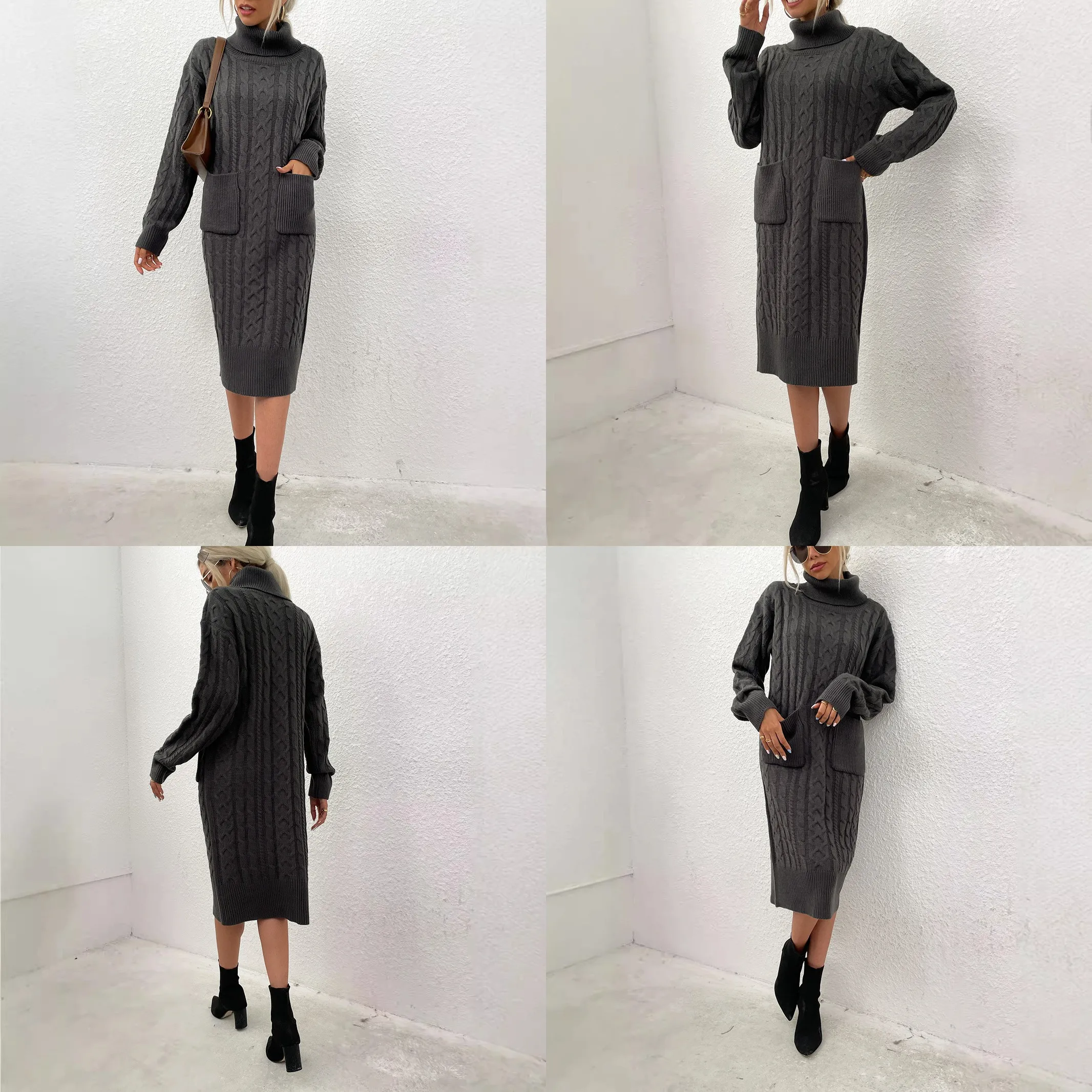Women Winter Sweater Chunky Cable Knit Dress Pullover Tunic Tops Spring Summer Loose Knitwear Jumpsuit Playsuit