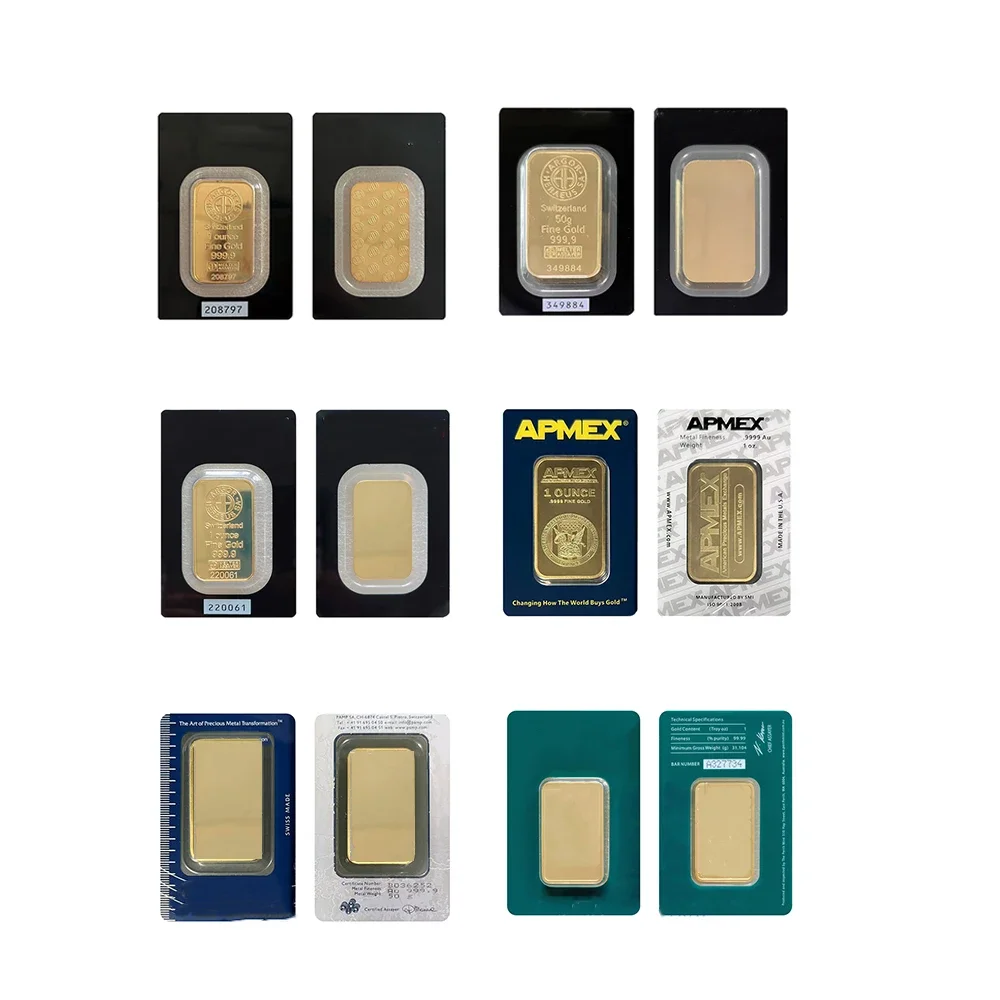 

Non-magnetic 1oz/2.5g/5g/10g/20g/50g/100g Sealed Packing Copper Gold Bar Gold Plated Metal Bar With Differenct Serial Number