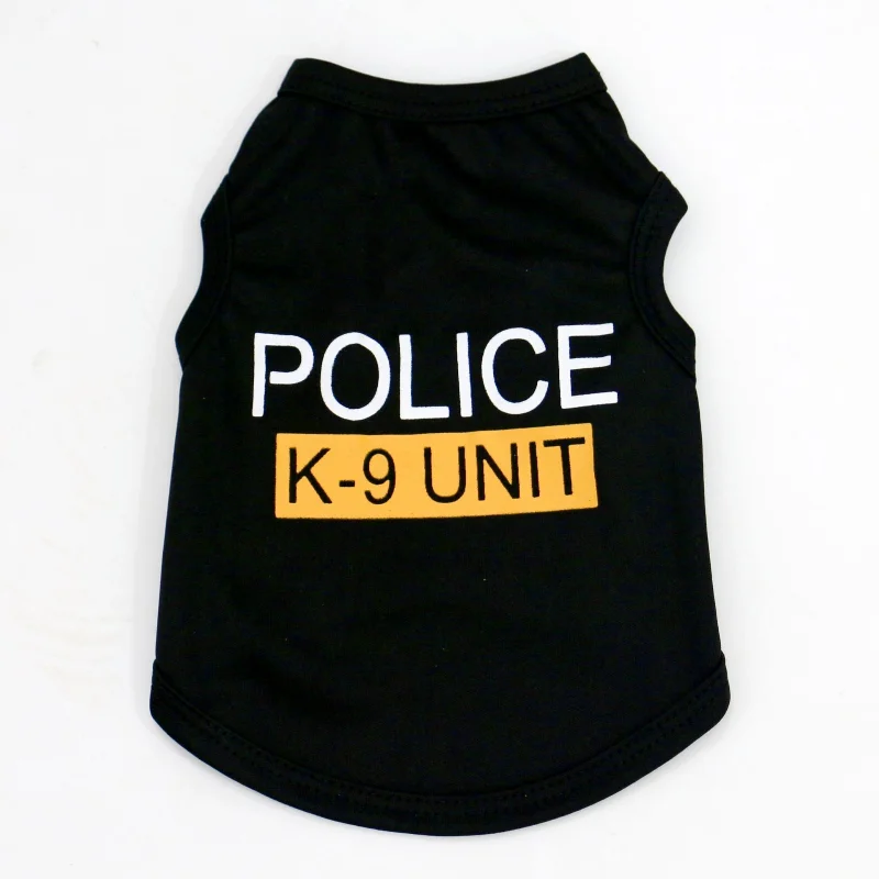 Police Suit Cosplay Dog Clothes Black Elastic Vest Puppy T-Shirt Coat Accessories Apparel Costumes Pet Clothes for Dogs Cats