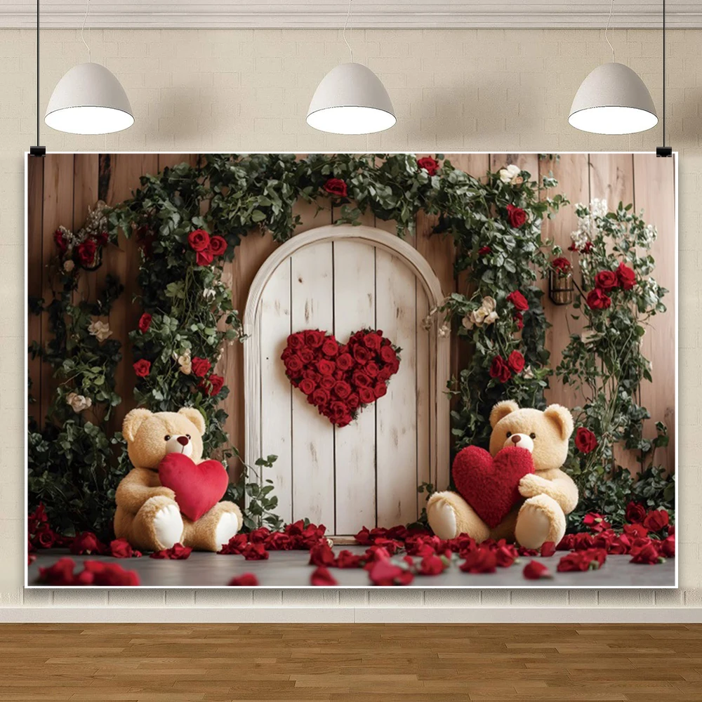 Arrière-Plan de Photographie de Léon, Ours, Rose Rouge, Cœur, ixdes Mères, Patients, Décorations de ixPréChristophe, Accessoires Photo