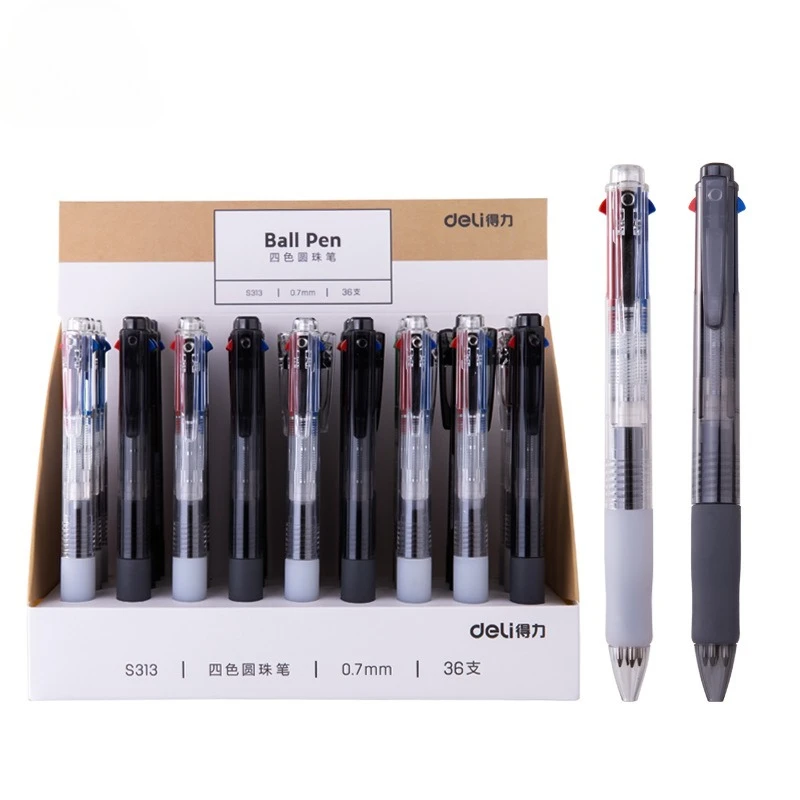 

36 шт., 4 цвета, шариковая ручка 4 в 1, шариковая ручка 0,7 мм, школьные аксессуары, оптовая продажа, канцелярские принадлежности, офисный учебный маркер, цветная ручка