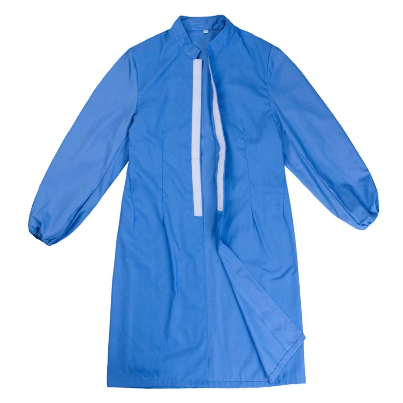 Long sleeve food coat overalls long coat Workshop food dress blue and white sanitary dress laboratory coat overalls