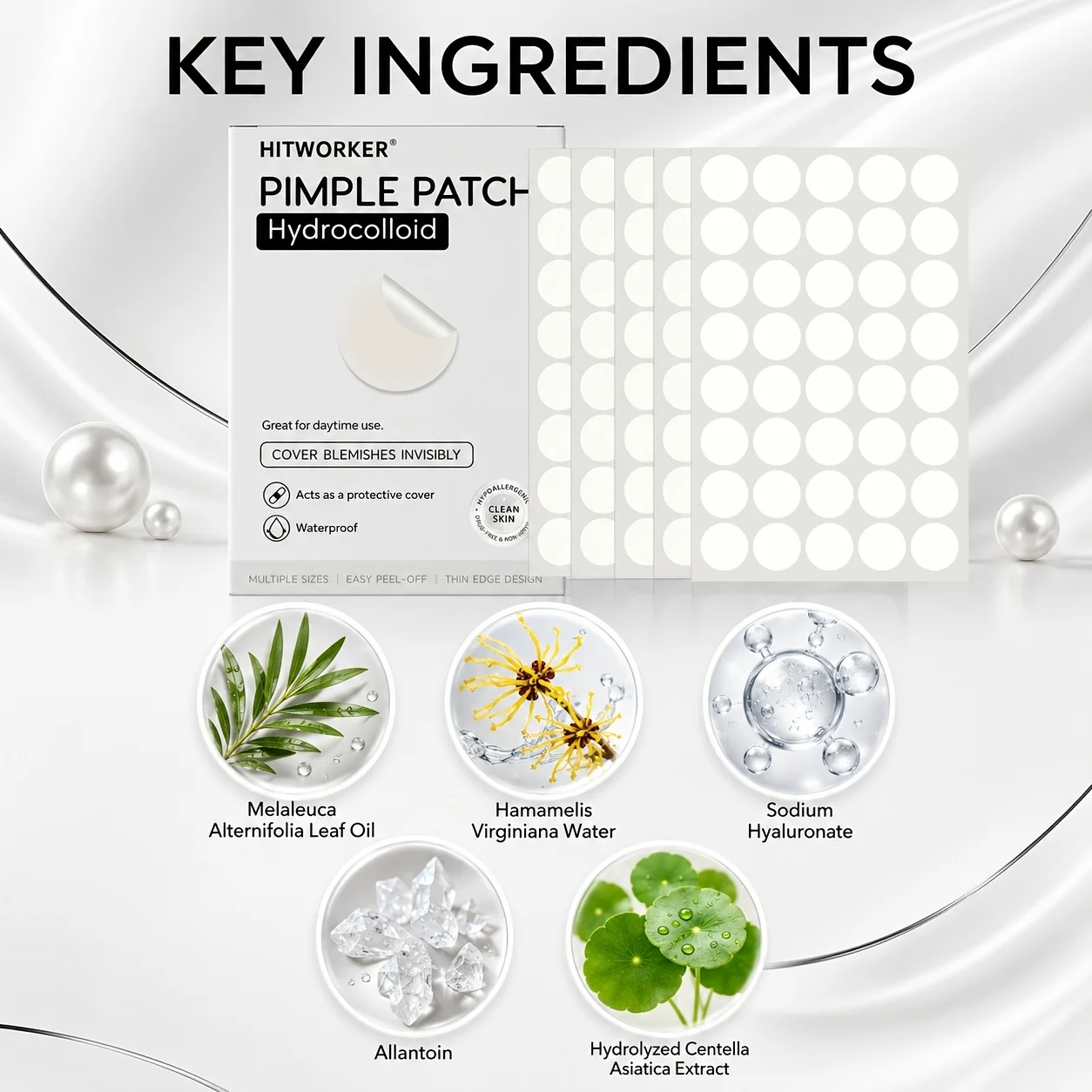 800pcs HITWORKER Hydrocolloid Facial Beauty Dots, Invisible Look Round Patches for Comfortable Daily Wear&200/400pcs