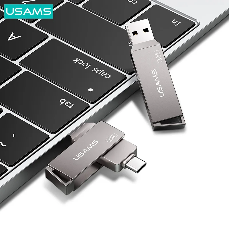 USAMS 256GB Flash Drive 3 IN 1 Type-C+USB Dual Interface 16G 32GB 64GB 128GB High Speed Flash Drive for Smartphones/Tablets