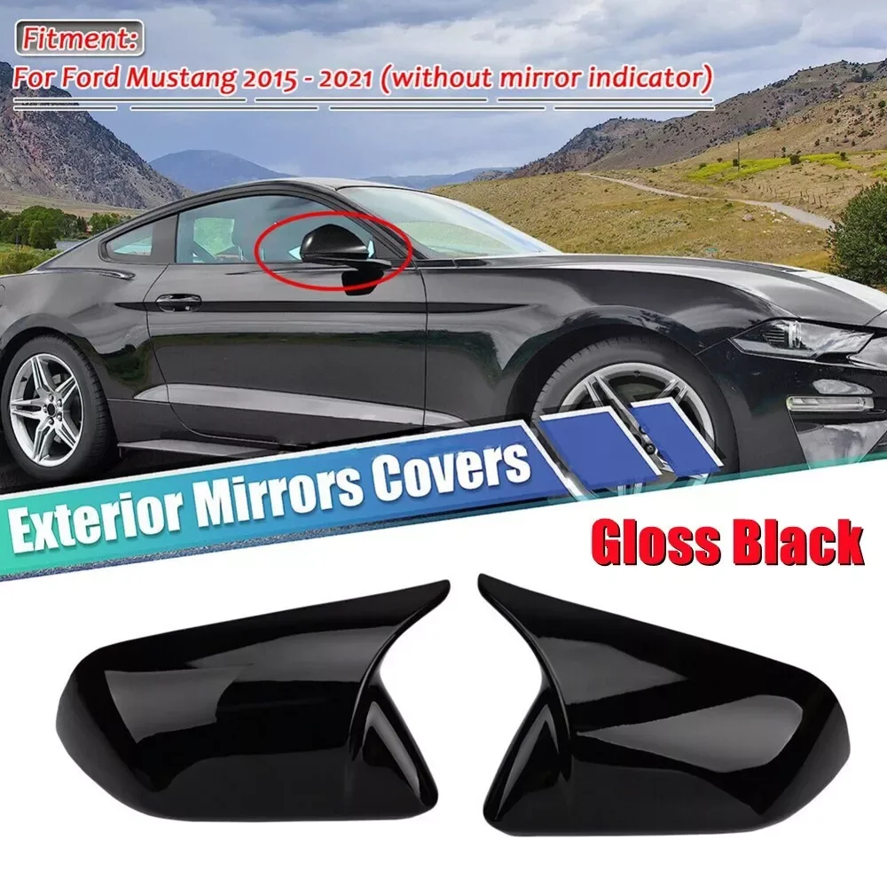 

LHD For US Ford Mustang 2015-2020 Car Rearview Side Mirror Cover Wing Cap Exterior Door Rear View Case Trim Sticker Carbon Fiber