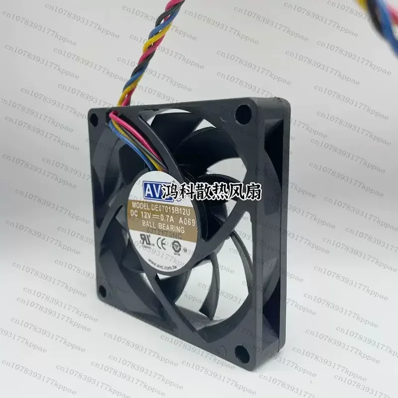 1PCS for AVC DE07015B12U 7015 12V 0.7A 7CM Double Ball Bearing Large Air Volume Temperature Control CPU Cooling Fan