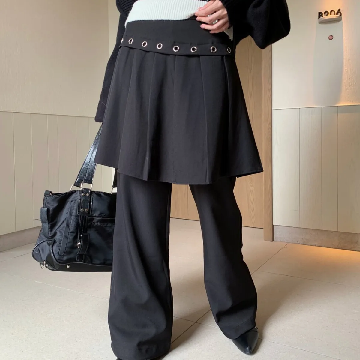 BJTZ سراويل بالازو فضفاضة مستقيمة الساق للسيدات مصممة بنطلون أنيق وبسيط فاخر عالي الجودة غير رسمي للمكتب شتاء 2025