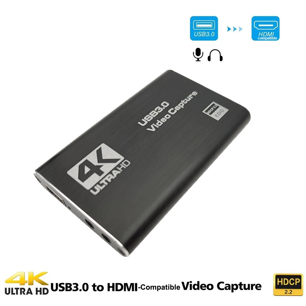 Imagem -02 - Usb 3.0 Video Capture Card Suporta Mic para pc Câmera Projetor Gravador Obs Conversor 4k60 30hz