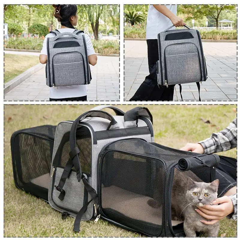 Imagem -06 - Pet Supplies Dupla Mochila Expansível Oxford Pano Respirável ao ar Livre Viagem Acampamento Gato Cão