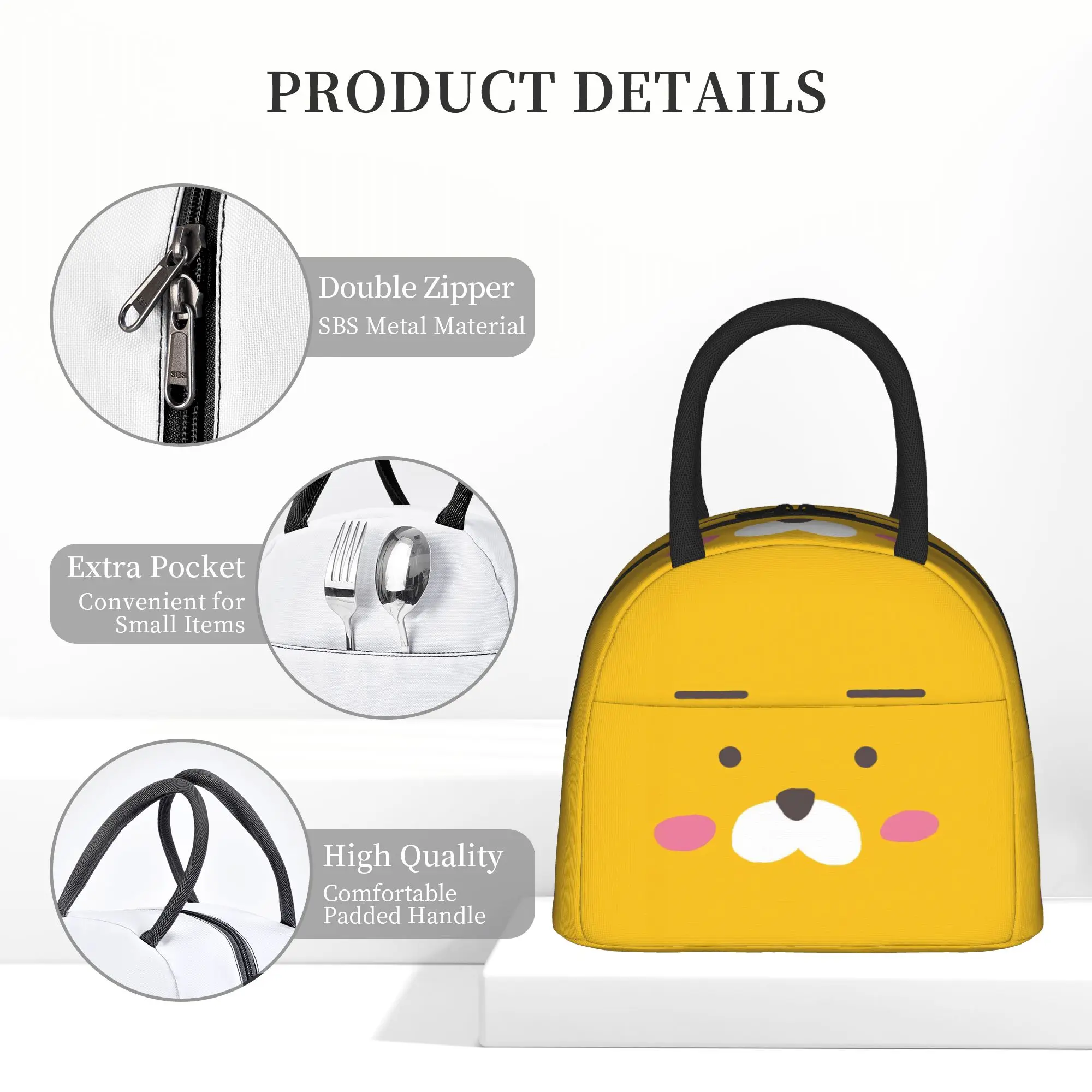 K-Kakaos F-Friends Choonsik Peach  Insulated Lunch Bags Cooler Bag Reusable  Portable Lunch Box Tote Food Handbags view 5
