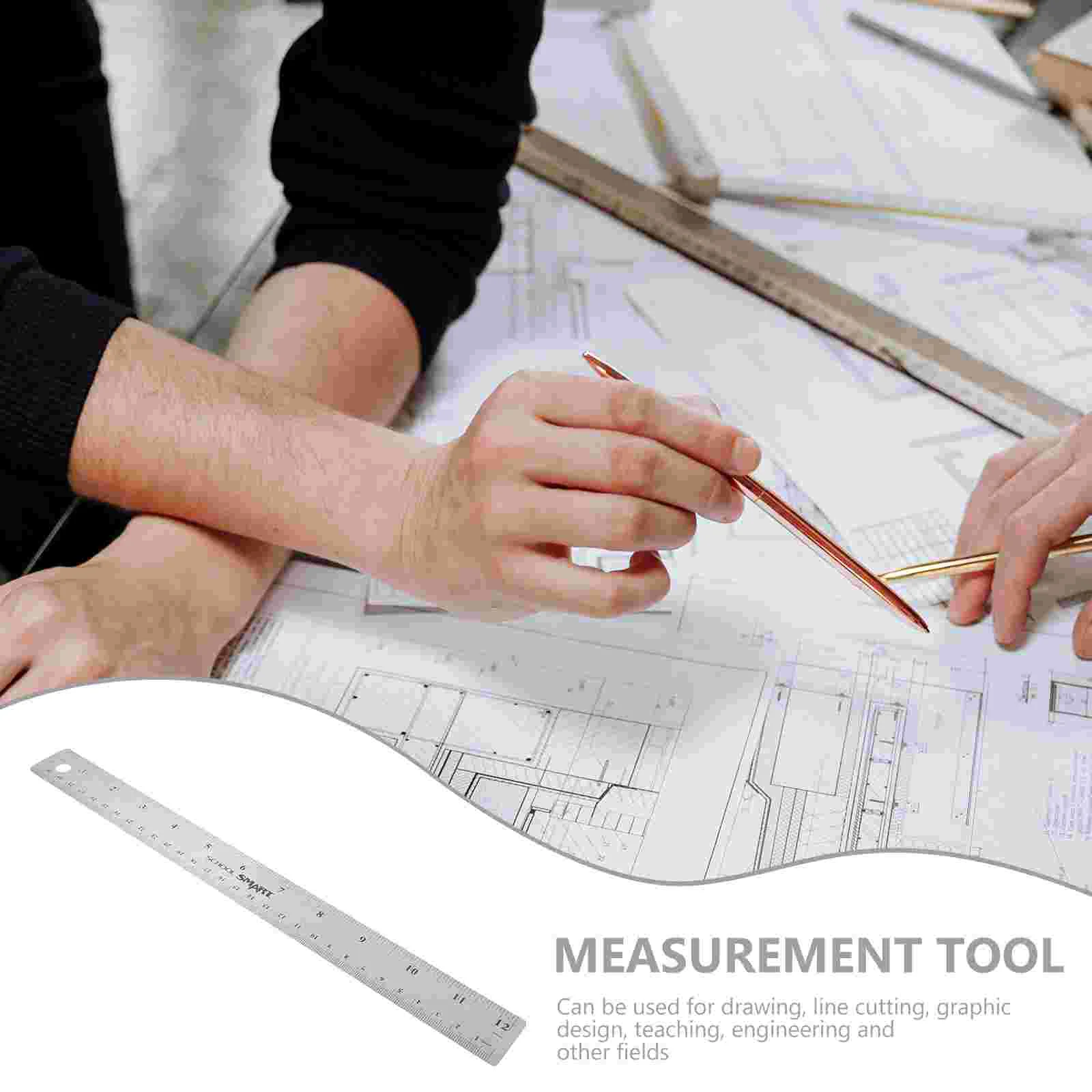 2 Pcs Metal Ruler Carpenter Cork Stainless Steel Student Rulers Bulk 3000X350X050CM Wooden Machinist