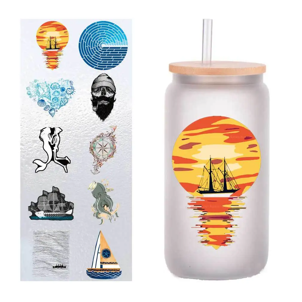 10 PCs/Pack Cartoon Navigator Explorer UV transfer sticker Crystal label Cup sticker customized four inches