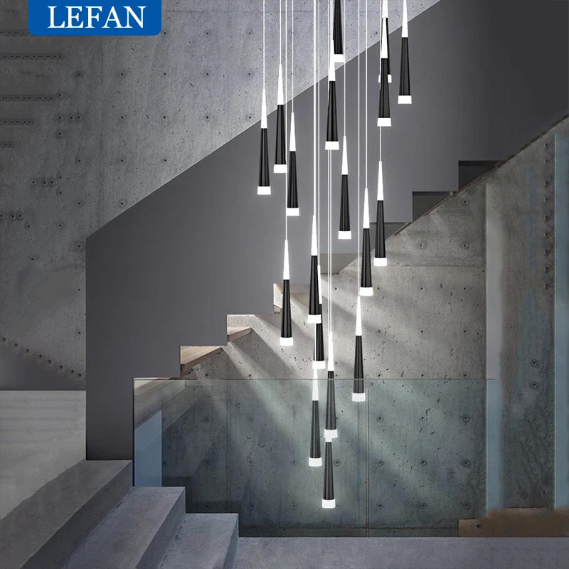 Imagem -03 - Modern Led Chandelier Staircase Long Full of Stars Lâmpada Pingente Duplex Building Villa Attic Luz Suspensa Ajustável