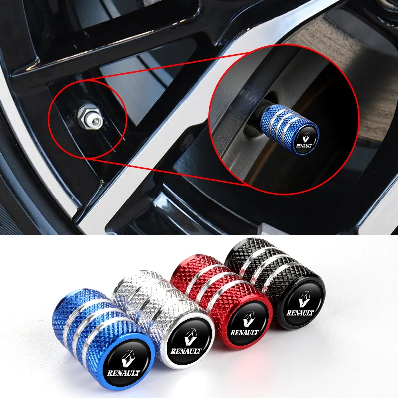 4pcs Car Aluminum Alloy Tire Valve Stem Cap Dustproof Cover For Renaul Koleos Kadjar Scenic Megane 4 2 3 Trafic Logan