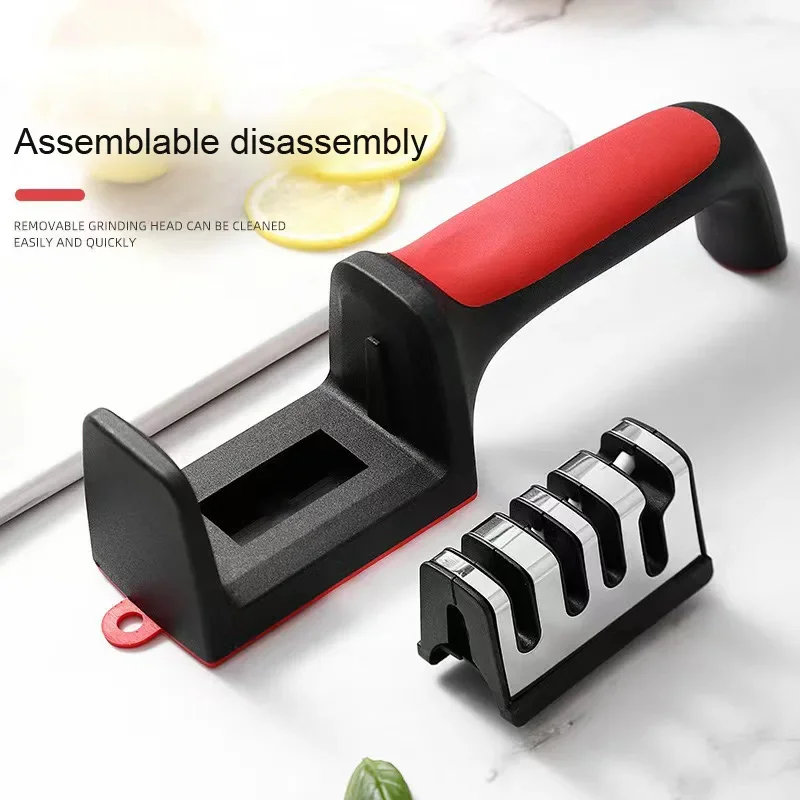 3/4 Section Quick Knife Sharpener Multi-functional Hand-held Whetstone Non-slip Knife Sharpener Kitchen Gadgets