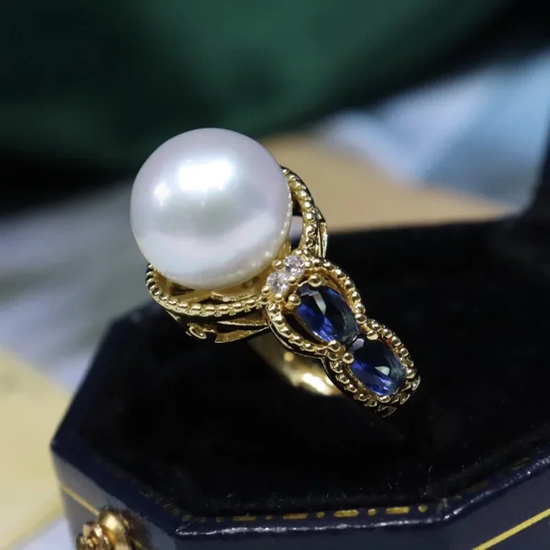 Japan And Korea Fashion Freshwater Pearl Round Open Index Finger Ring Creative Design Ring Trendy Jewelry Women