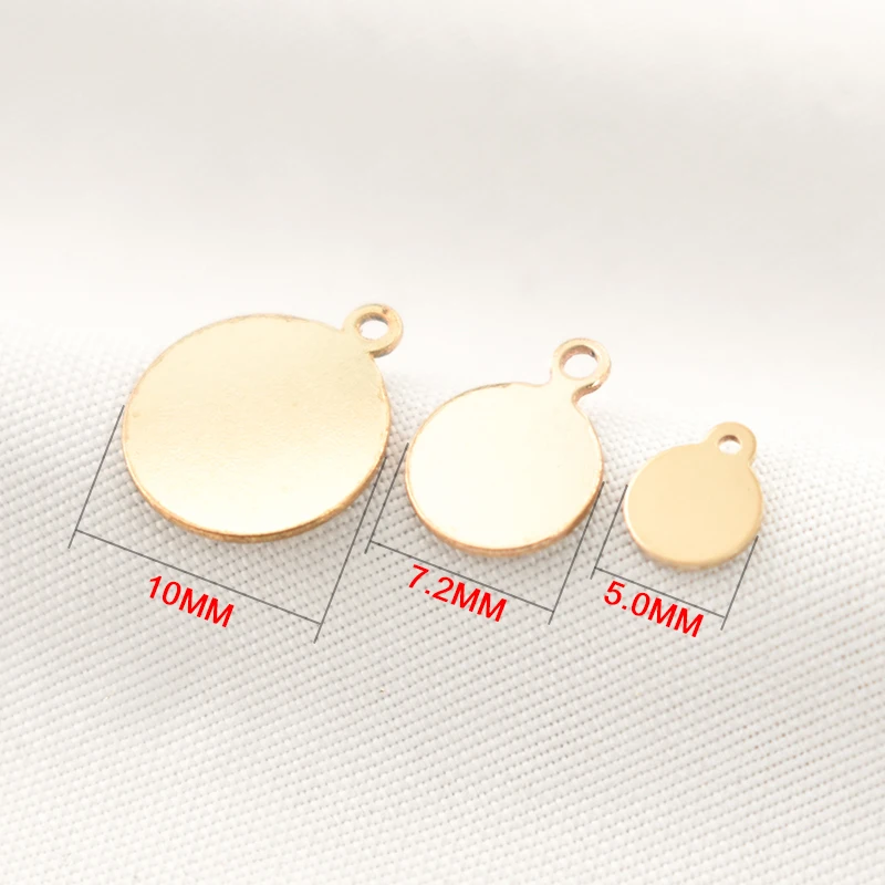 14K Gold Filled 10MM Round Disc with Hole Letter Hammer Gold Charm Jewelry for DIY Bracelet Necklace Making Jewelry Findings