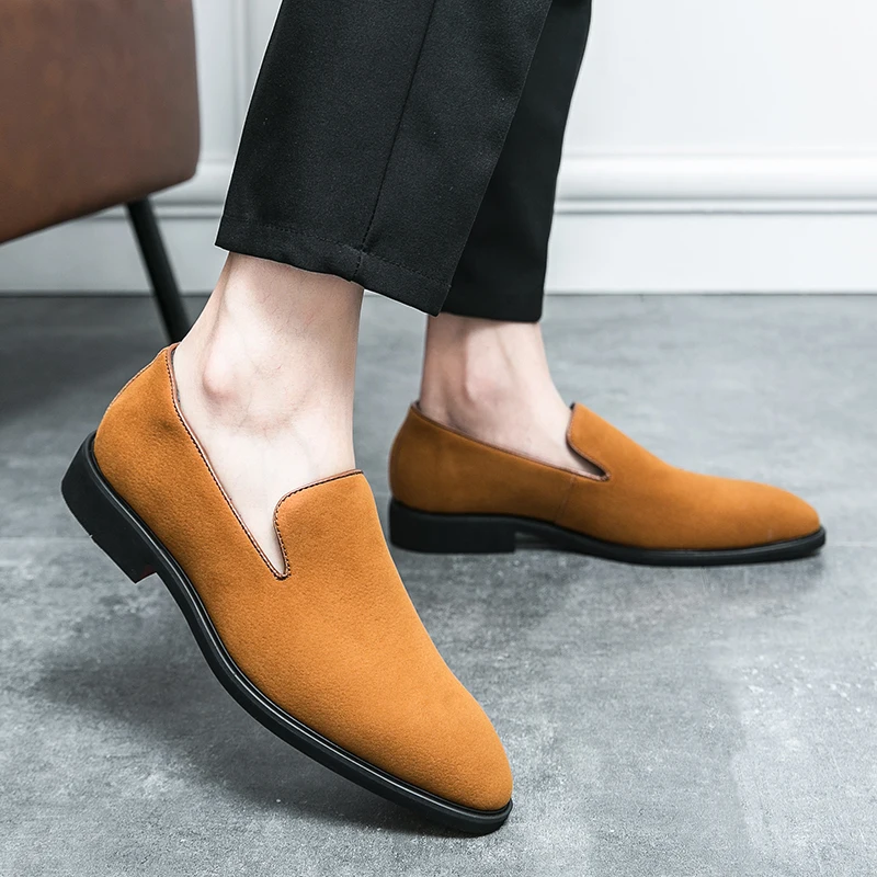 38-46 أحذية رجال الأعمال ذات النعل الأحمر مع سطح أسود أصفر غير لامع أوروبي خفيف الوزن مريح أحذية Le Fu #6