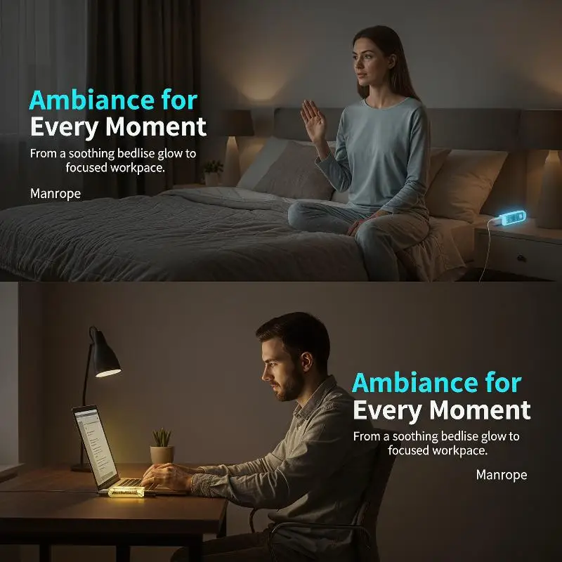 AI Voice Control Sound Activated USB Night Light 16 Color LED Sleep Lamp for Bedside Bedroom Childrens Room