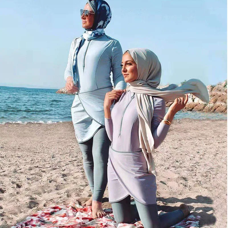 Muslimové diskrétní plavek hidžáb plavky ženy plavání oblek obal upy burkini hijabs pro ženský islámské dlouhé rukáv koupací plavat