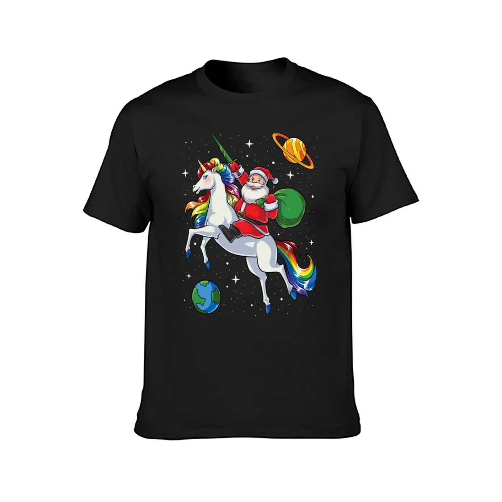 Santa Riding Unicorn T Shirt Christmas Gifts Rainbow Space T-Shirt plus sizes oversized plain mens graphic t-shirts