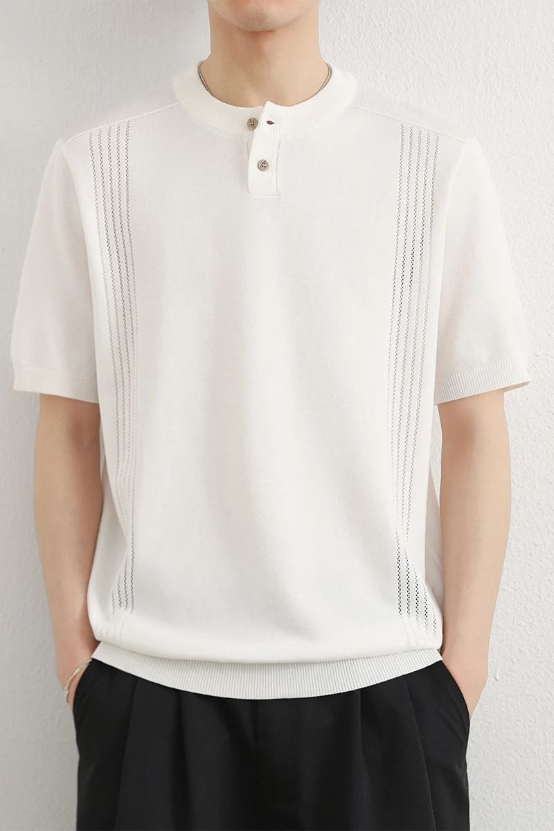 2026 New Style Men's Knitted Short-Sleeved T-Shirt - Casual, Fashionable and Comfortable