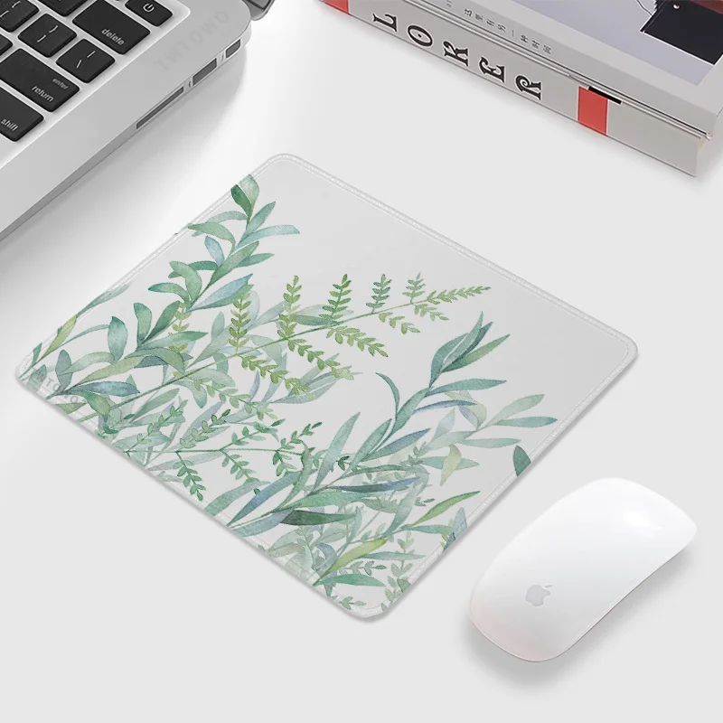 Mousepad Gaming New Mousepads Natural Rubber Cartoon Gamer Green Flower Grass Aesthetics Home Office Decoration Mouse Mat