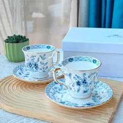 European Bone China Lovers Coffee Cup Dish Set Household Pastoral Afternoon Tea High-end Tableware Italian Tea Set Gifts Mugs