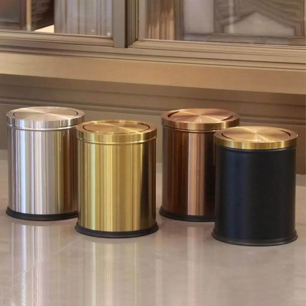 Stainless Steel Trash Can Fashionable 7L Large Size Garbage Bin with Shake Flip Lid for Home Living Room Bathroom Kitchen