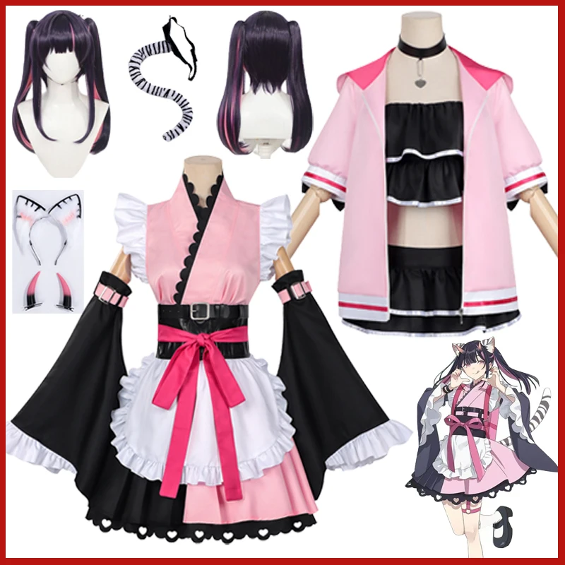 

Anime Cosmic Princess Kaguya Komazawa Noi Cosplay Costume Stage Party Dress Apron Wig Team Black Onyx Komazawa Noi Maid Outfit