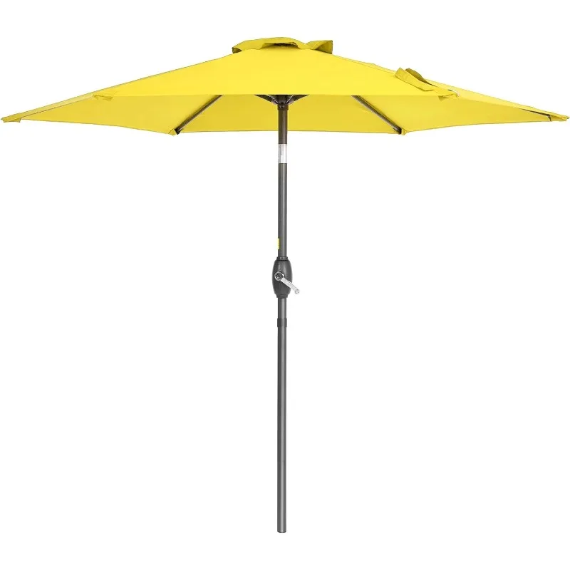 

7.5' Outdoor Umbrella Patio Umbrella 2-Year-Non-Fading Steel Market Umbrella with Push Button Tilt and Crank,Anthracite