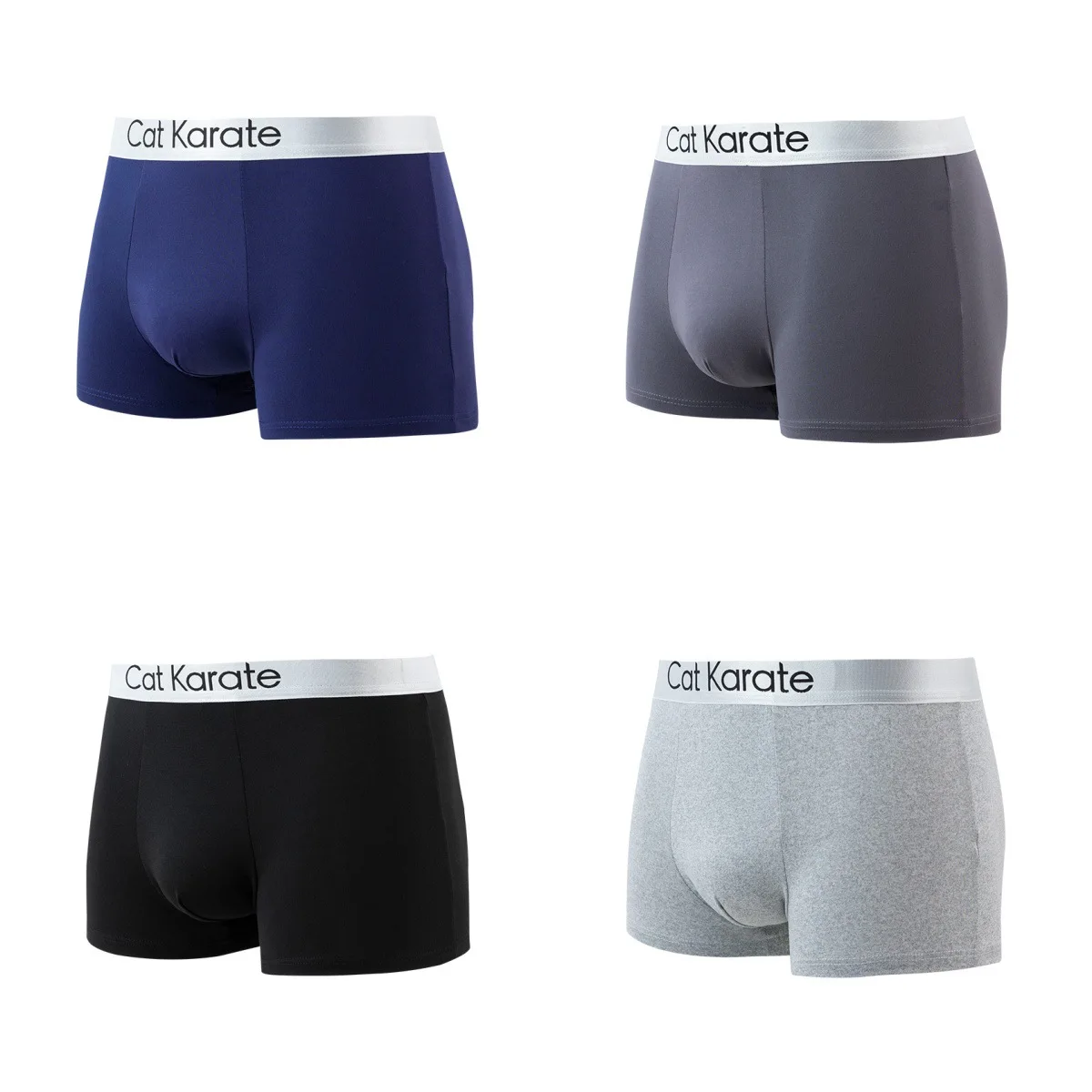 4 pcs of men's fashionable solid-color letter-shaped waistband style comfortable and breathable high-elasticity underwear