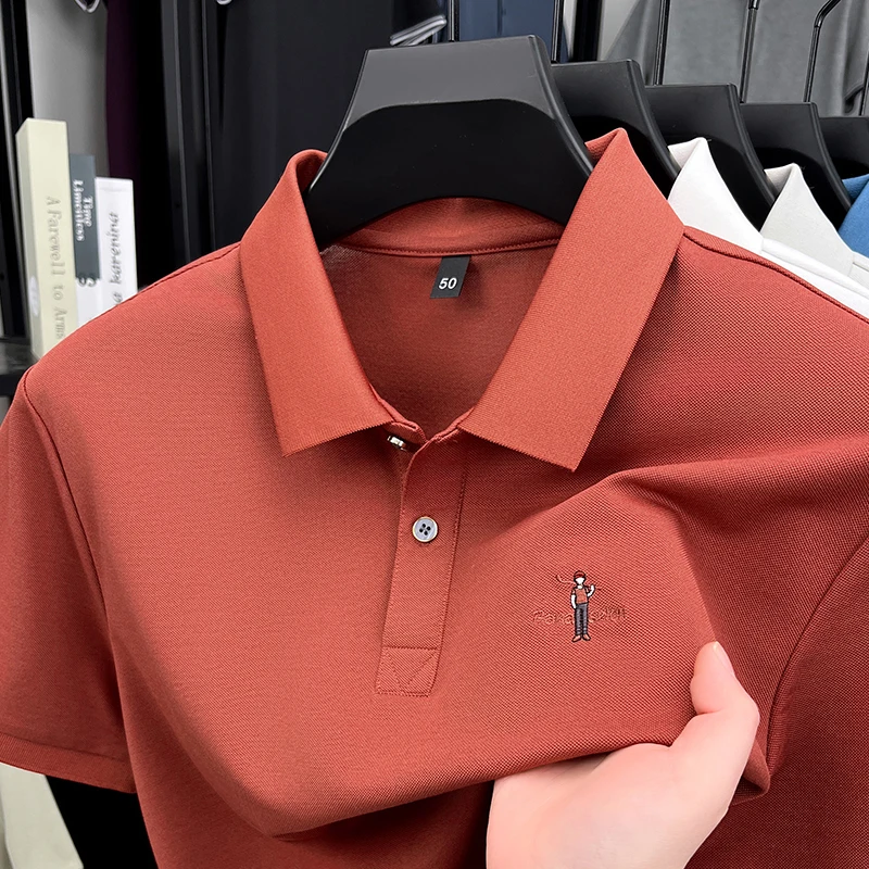 الأزياء الفاخرة الكرتون التطريز قصيرة الأكمام تي شيرت الرجال تنفس قميص بولو الصيف الاتجاه الجديد العلامة التجارية بلون رداء علوي غير رسمي #3