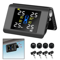 LED Display Car Tire Pressure Monitoring System With 4 External or Built-in Sensors Solar Power TPMS