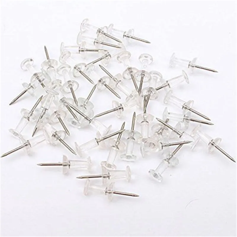 500pcs/lot Clear Push Pins Transparent Plastic Thumb Tack Office Supplies