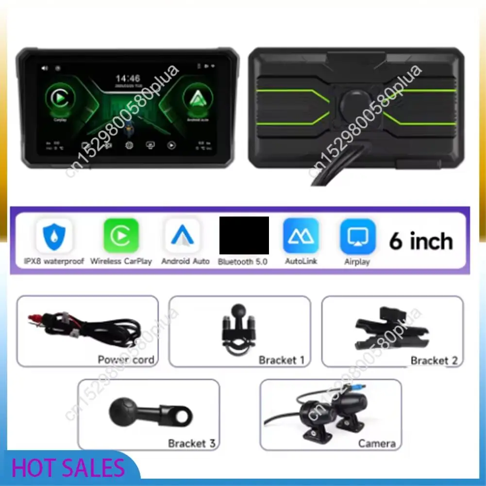 AB31-6 بوصة دراجة نارية 2K HD مشغل وسائط متعددة لتحديد المواقع والملاحة اللاسلكية Carplay أندرويد السيارات IPX8 شاشة تعمل باللمس مقاوم للماء