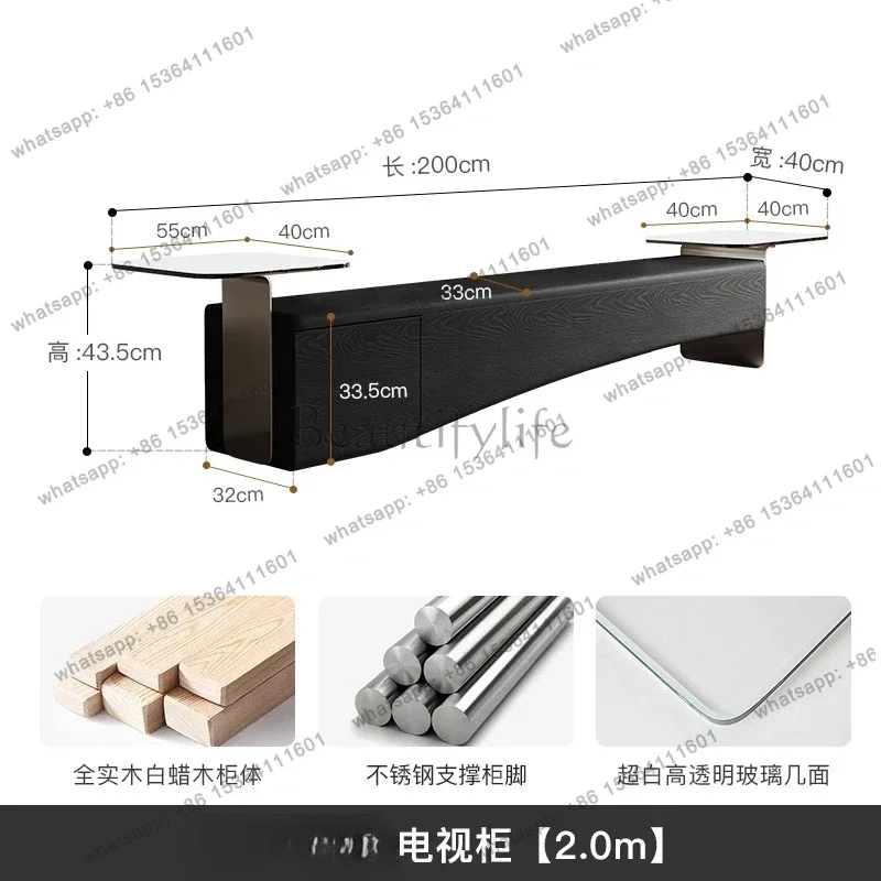 Retro home all solid wood black ash wood TV wall, medieval style