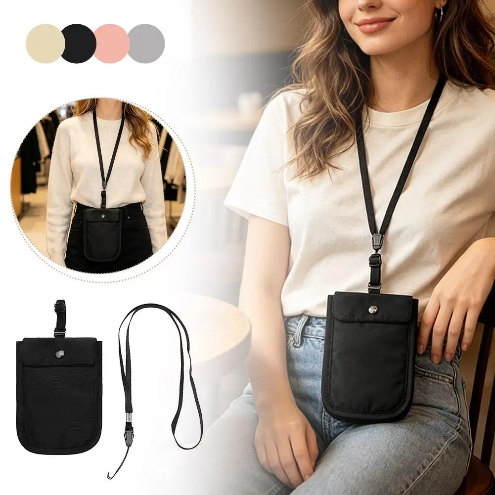 RFID Blocking Hidden Bra Wallet Ultra Thin Anti Theft Secret Money Pouch Adjustable Elastic Strap Travel Passport Bag for Women
