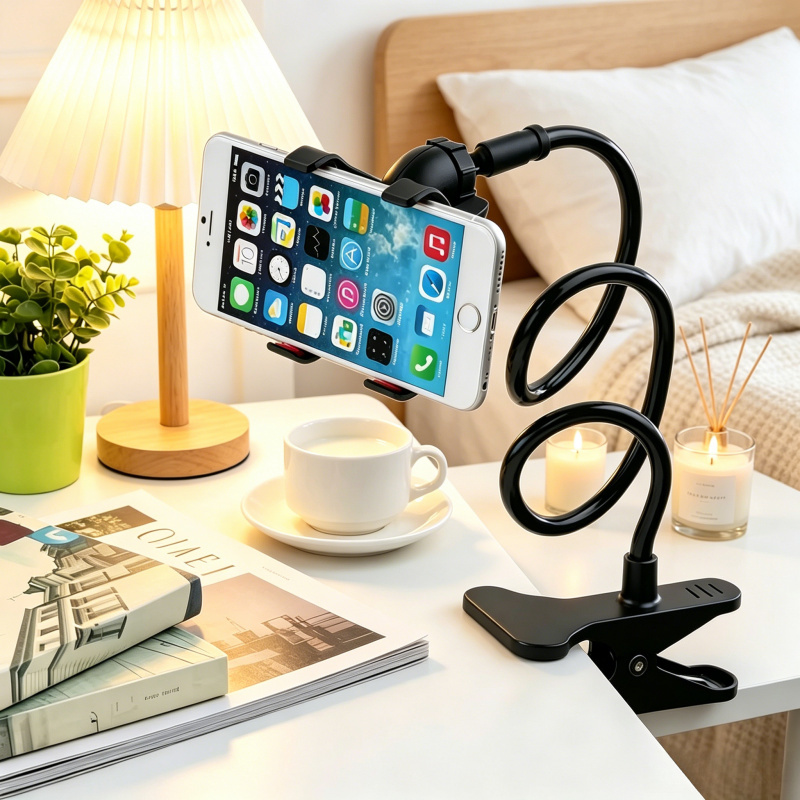  2PCS Multi-Angle Swivel Lazy Smartphone Support Stand, Flexible Adjustable Clip-On Bracket, Heavy Duty Phone Holder Multiscene f 