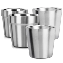 Stainless Steel Cups 6oz Set of 2 Metal Drinking Cups 10oz Stackable Double Wall 304 Metal Insulated Drinking Cup for Home Party