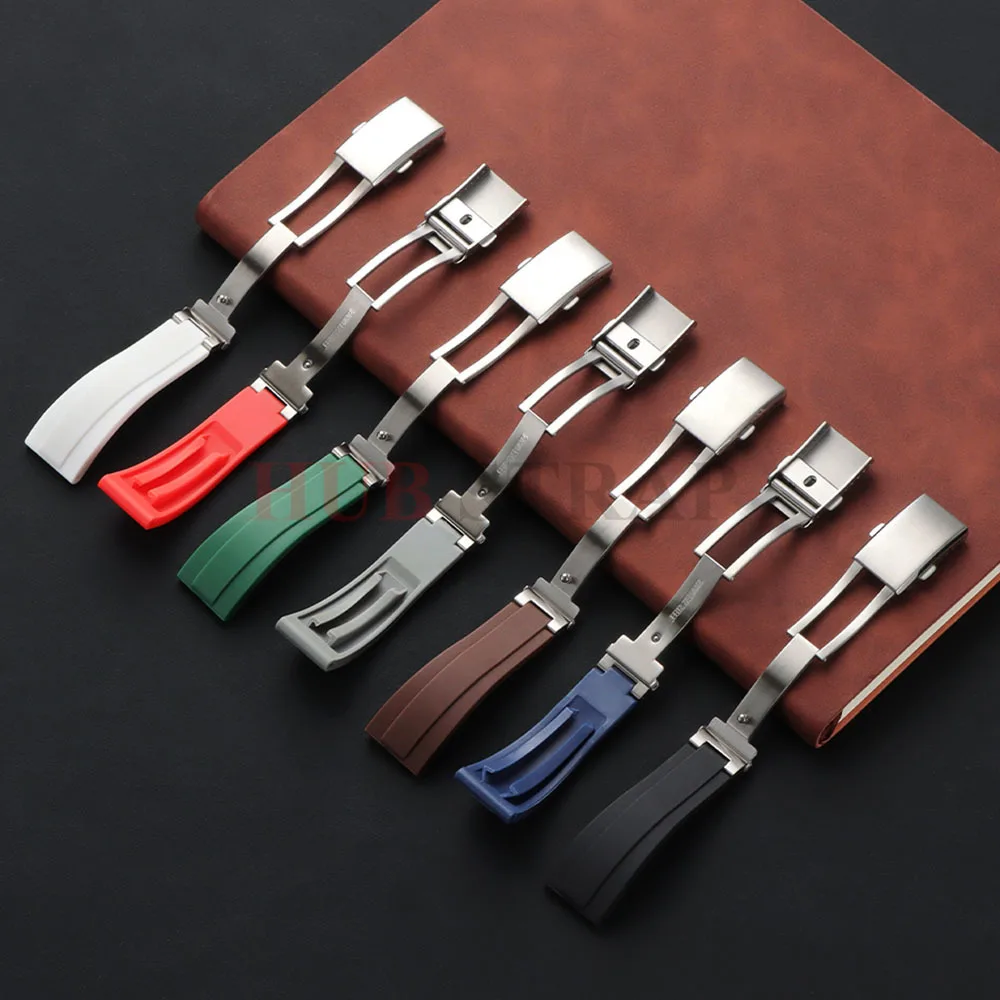 Stainless Steel Butterfly Buckle Watch Strap Black Water Ghost Green Submariner Daytona Men for Rolex Durable Rubber Watchband