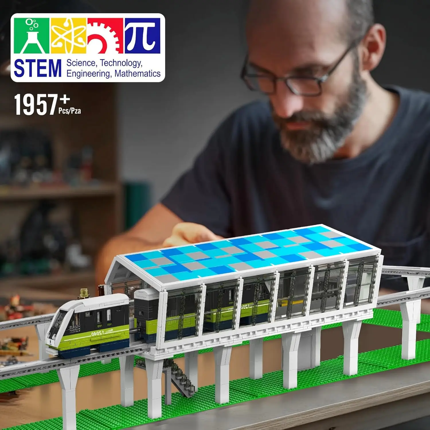 Kit modello treno espresso, oltre 1,957 pezzi Set da costruzione locomotiva APP/telecomando con pista, giocattoli da costruzione, collezione