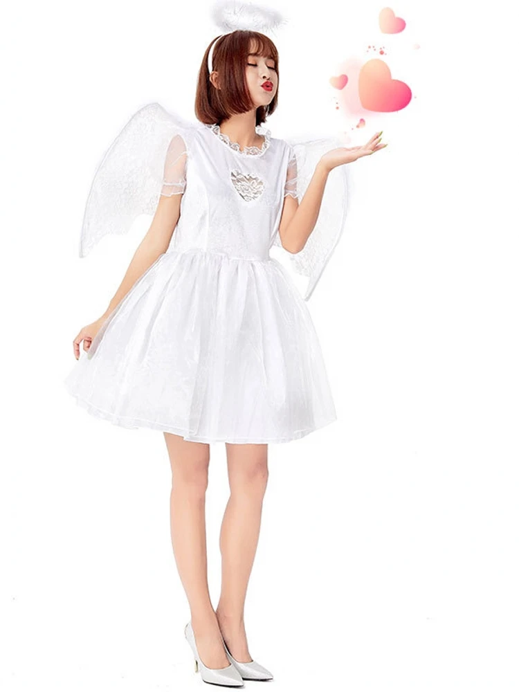 Engel Kostüm Spitze Herz Halloween Cosplay Par Geburtstag Puffy Damen Traditionelles Kostüm Bühnenaufführung Hanfu