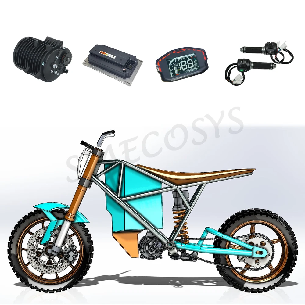 QSMOTOR-Kit de conversión de Motor de accionamiento medio, controlador de EM200-2 en Panel de refrigeración grande para motocicleta eléctrica, QS138, 3kW, V3, 72V, 100KPH